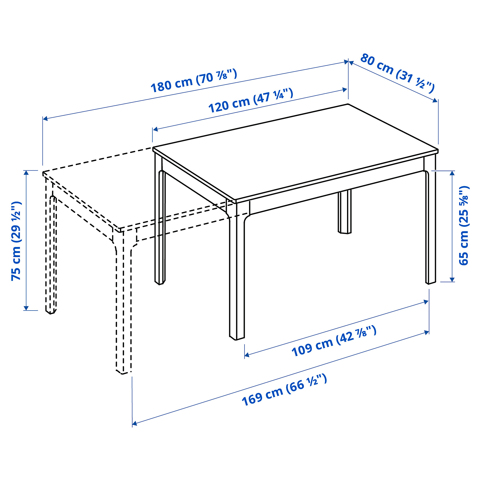 IKEA EKEDALEN テーブル 120/180x80 cm オーク EKEDALEN エーケダーレン 伸長式テーブル, オーク, 120/180x80