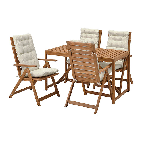 NÄMMARÖ, table+4 reclining chairs, outdoor