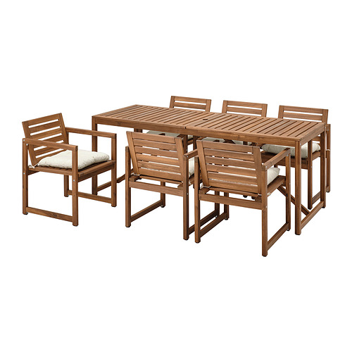 NÄMMARÖ, table+6 chairs w armrests, outdoor