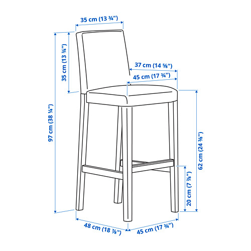 BERGMUND bar stool with backrest