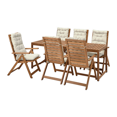NÄMMARÖ, table+6 reclining chairs, outdoor