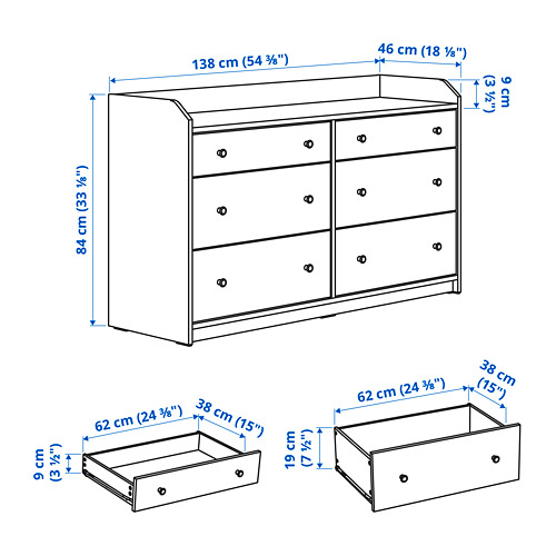 HAUGA bedroom furniture, set of 3