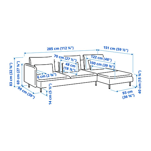 SÖDERHAMN 4-seat sofa with chaise longue