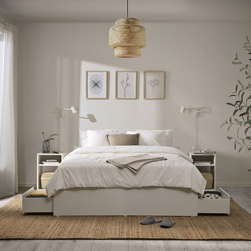 VIHALS, rúmgrind með fjórum hirslum