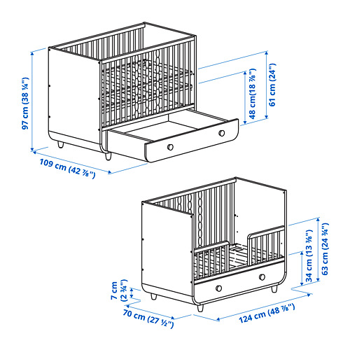 MYLLRA cot with drawer