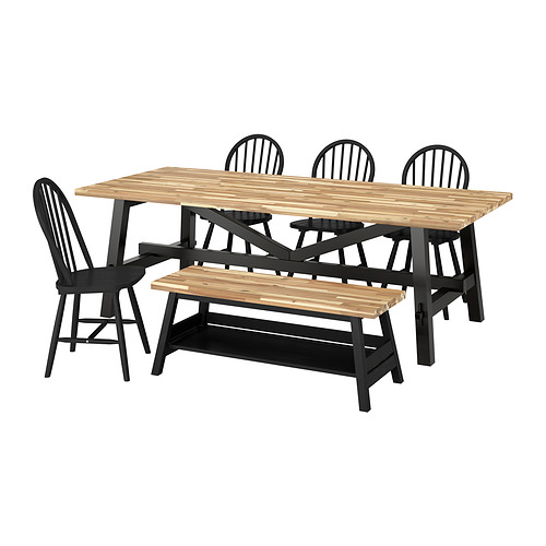 SKOGSTA/SKOGSTA, table+4 chairs+bench