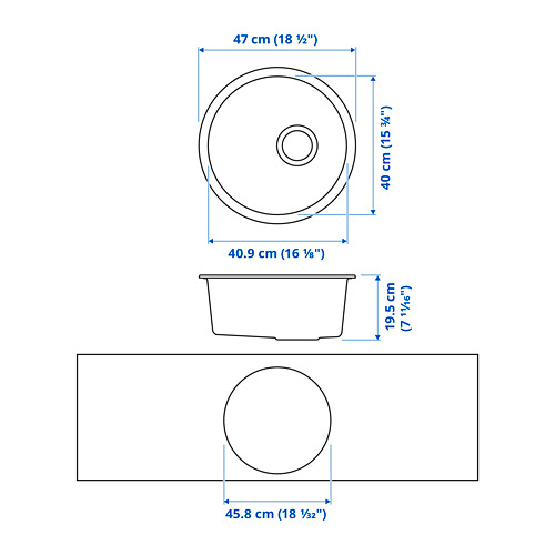 KILSVIKEN inset sink, 1 bowl