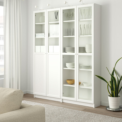 BILLY/OXBERG, bookcase with panel/glass doors