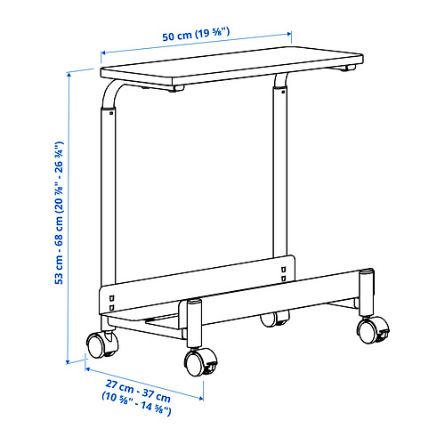 LÅNESPELARE fartölvuborð með hillu og hjólum