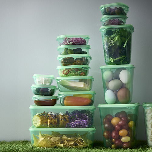 PRUTA, food container with lid, set of 17