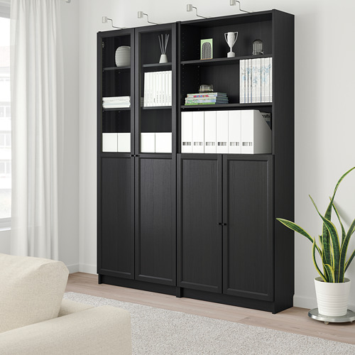 BILLY/OXBERG, bookcase with panel/glass doors