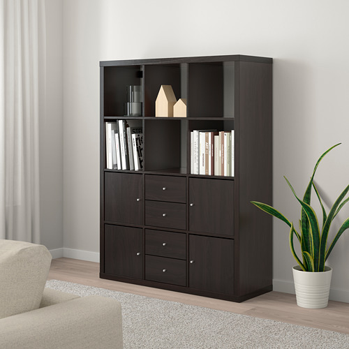 KALLAX, shelving unit with 6 inserts