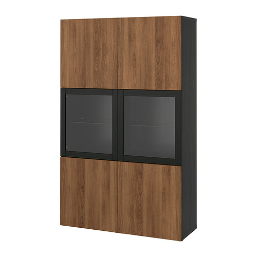 BESTÅ, hirsla með glerhurðum