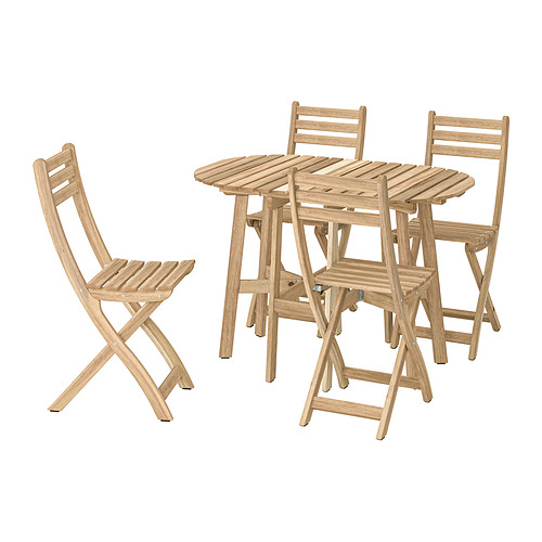 ASKHOLMEN, gateleg table+4 chairs, outdoor