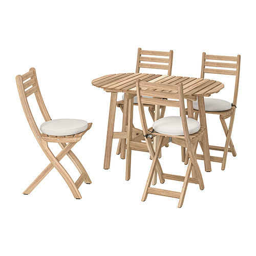 ASKHOLMEN, gateleg table+4 chairs, outdoor