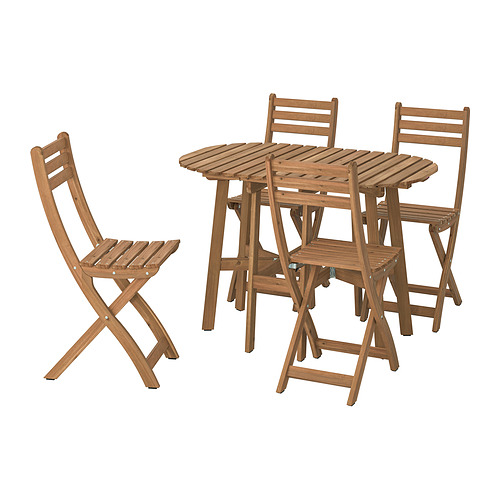 ASKHOLMEN, gateleg table+4 chairs, outdoor