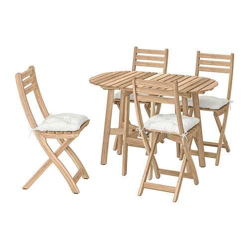 ASKHOLMEN, gateleg table+4 chairs, outdoor