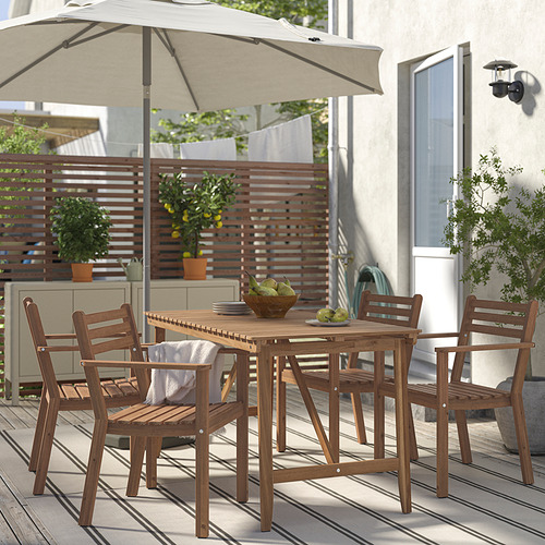 ASKHOLMEN, table+4 chairs w armrests, outdoor