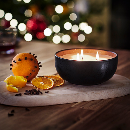 VINTERFINT, scented candle/ceramic jar, 3 wicks