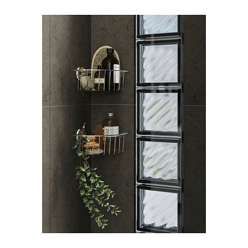 KROKFJORDEN, corner shelf unit with suction cup