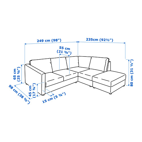 VIMLE corner sofa, 4-seat