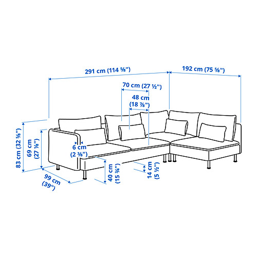 SÖDERHAMN corner sofa, 4-seat