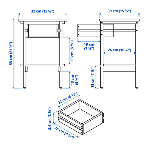 KRONÖREN náttborð