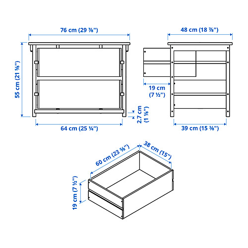 KRONÖREN kommóða, tvær skúffur