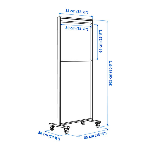 MITTZON frame w castors/coat rack/disp shlf