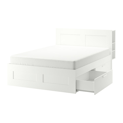 BRIMNES, bed frame w storage and headboard