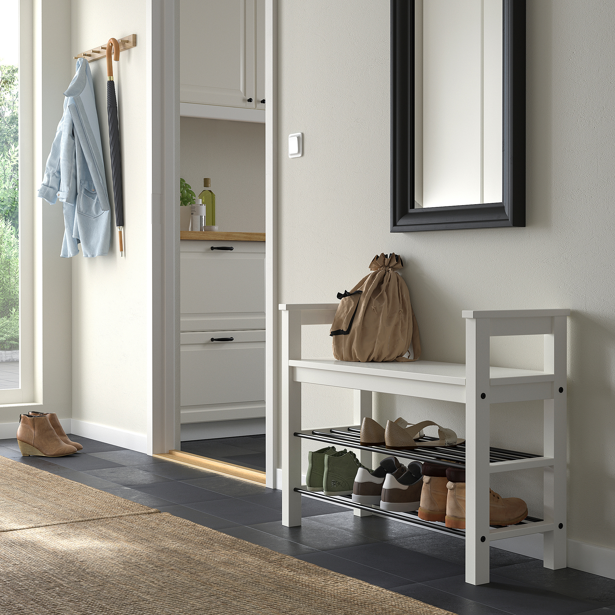 HEMNES bench with shoe storage