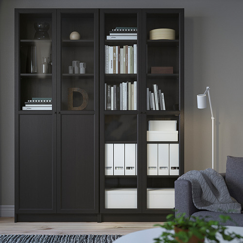 BILLY/OXBERG, bookcase with panel/glass doors