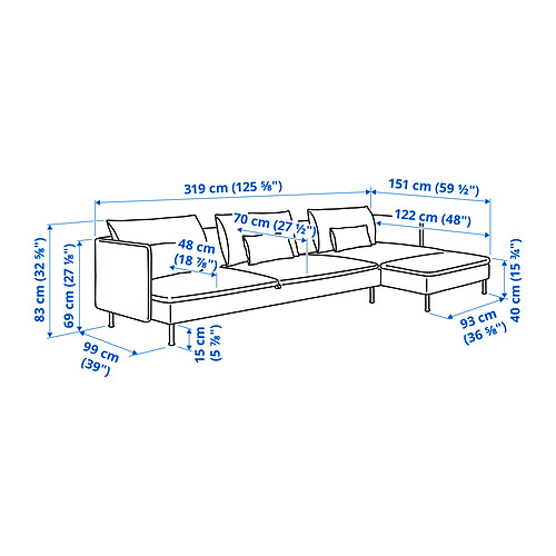 SÖDERHAMN fjögurra sæta svefnsófi