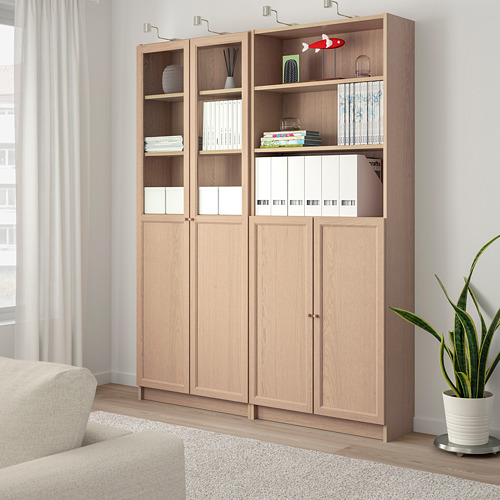 BILLY/OXBERG, bookcase with panel/glass doors