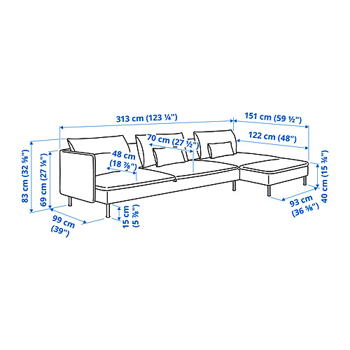 SÖDERHAMN fjögurra sæta svefnsófi