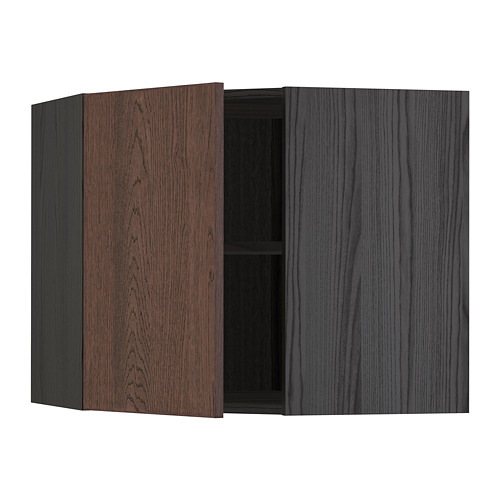 METOD, corner wall cabinet with shelves
