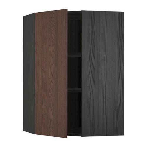 METOD corner wall cabinet with shelves