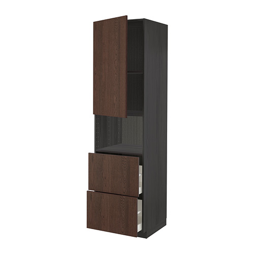 METOD/MAXIMERA, hi cab f micro w door/2 drawers