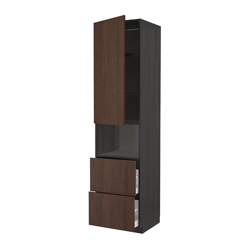 METOD/MAXIMERA, hi cab f micro w door/2 drawers