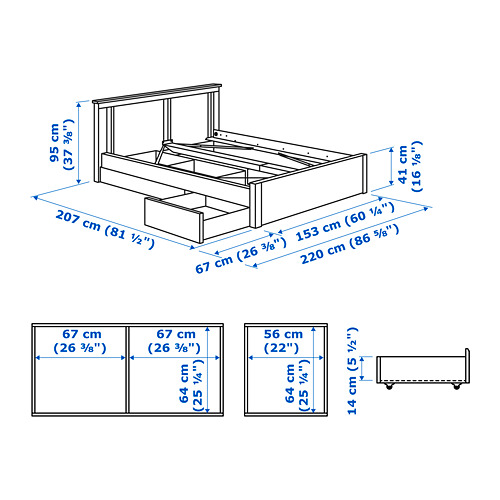 SONGESAND bed frame with 2 storage boxes