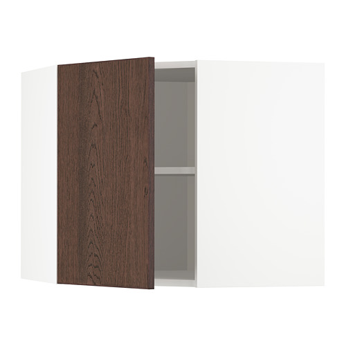 METOD, corner wall cabinet with shelves