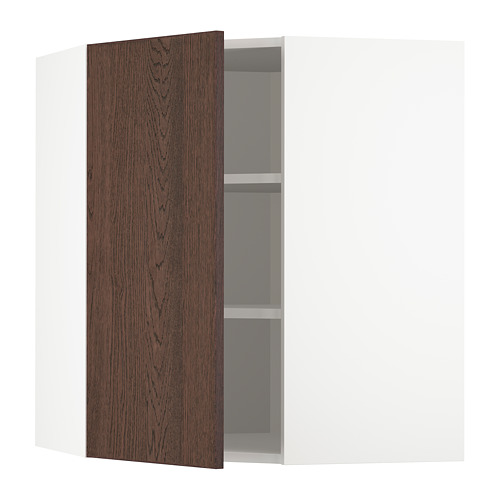 METOD, corner wall cabinet with shelves