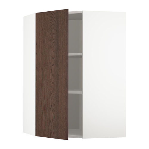 METOD, corner wall cabinet with shelves