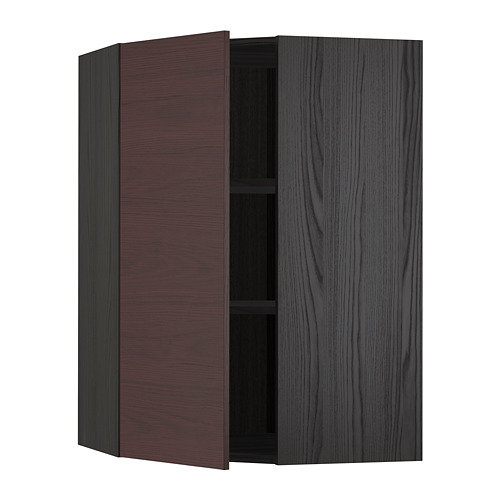 METOD, corner wall cabinet with shelves