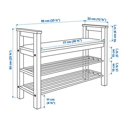 HEMNES bekkur með skóhirslu