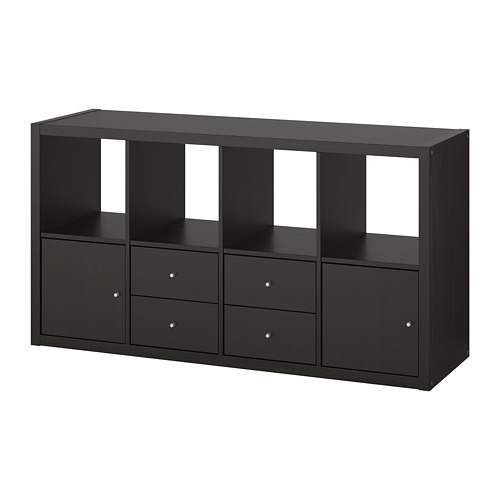 KALLAX, shelving unit with 4 inserts