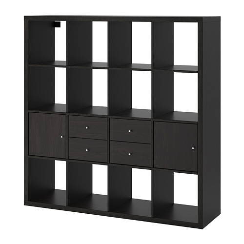 KALLAX, shelving unit with 4 inserts