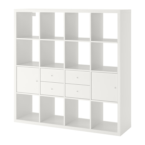 KALLAX, shelving unit with 4 inserts