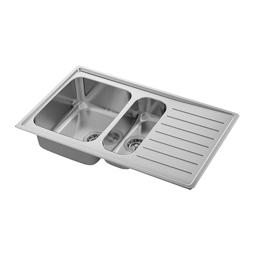 VATTUDALEN, inset sink, 1 ½ bowl w drainboard