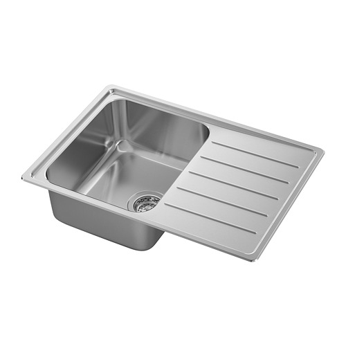 VATTUDALEN, inset sink, 1 bowl with drainboard
